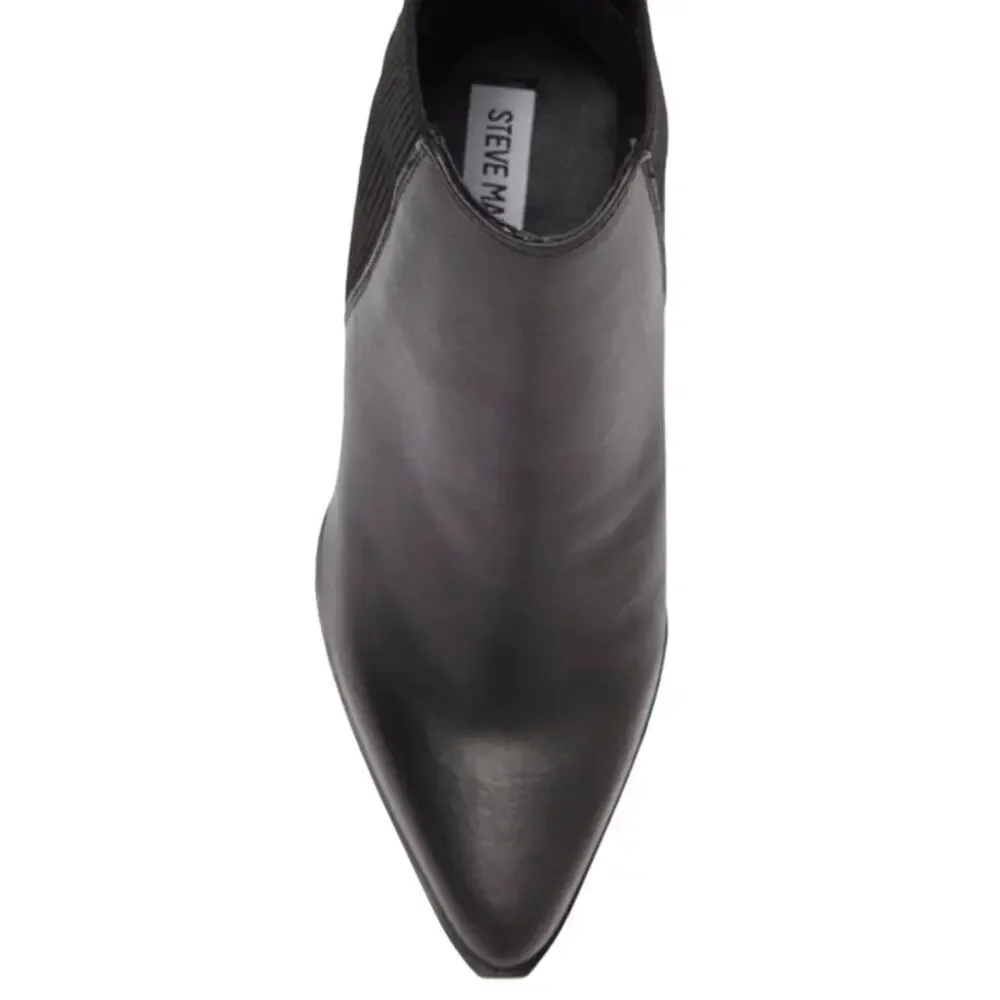 Steve Madden Trekk Pointed Toe High Heel Leather Bootie in Black, Size 8.5​​​​